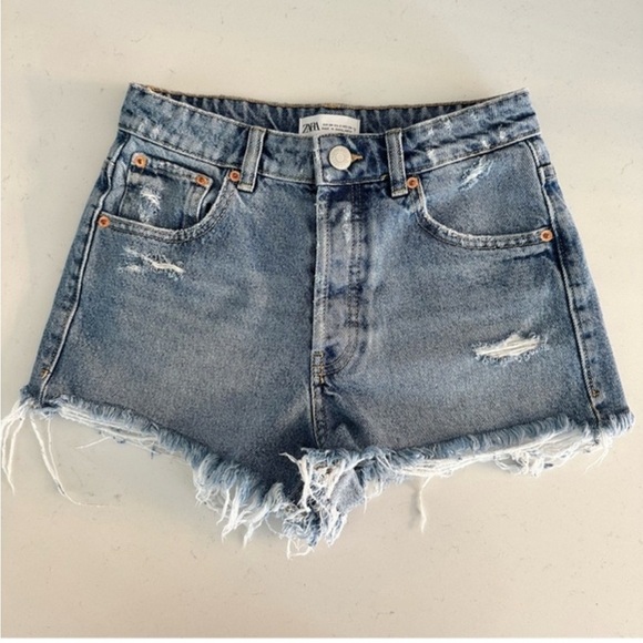 Zara Women's Blue Denim Shorts - Picture 1 of 5